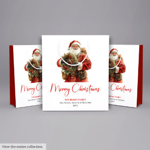 Rustic Santa Claus Vintage Festive Merry Gift Bag