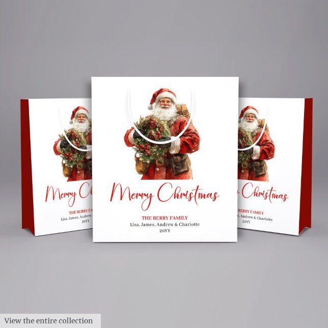 Rustic Santa Claus Vintage Festive Merry Gift Bag (Rustic Santa Claus Vintage Festive Merry Gift Bag)