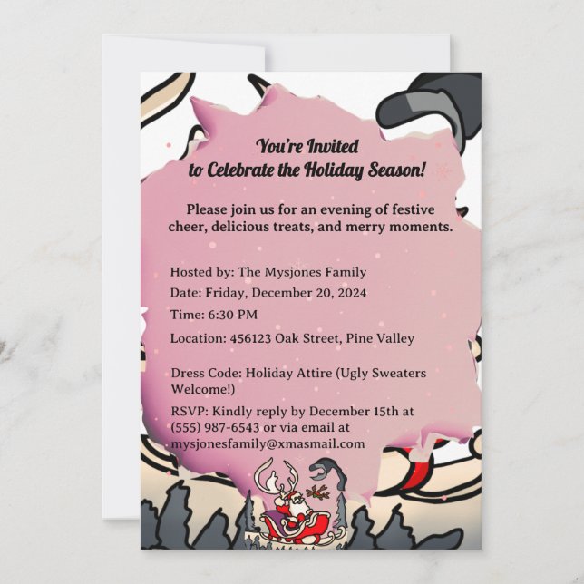 Rustic Santa in Sleigh with Lantern Invitation (Front)