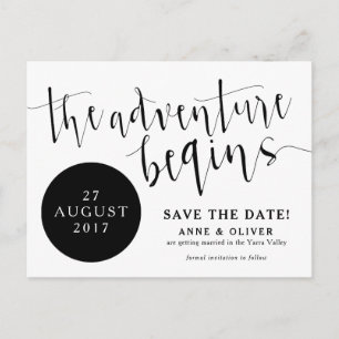 Rustic Save the Date Postcard Adventure Black