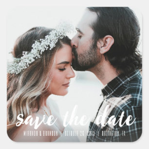 Rustic Save the Date   Save our Date Announcement Square Sticker