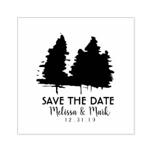 Rustic Save the Date Trees Wedding Rubber Inking Rubber Stamp