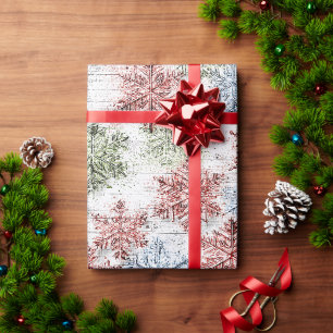 Rustic Scandinavian Snowflake Wrapping Paper