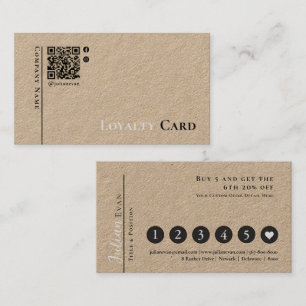 Rustic Scannable QR code Kraft Loyalty Card