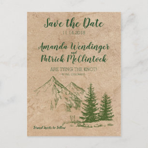 Rustic Scenic Mountain Save the Date Postcard