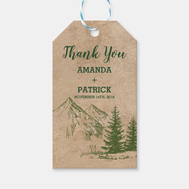 Rustic Scenic Mountain wedding Gift Tags (Front)