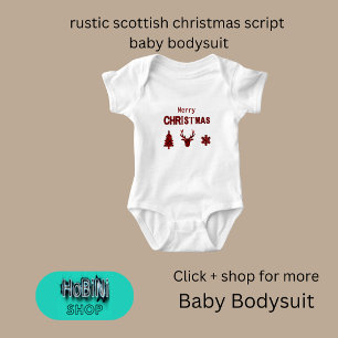 rustic scottish christmas script  baby bodysuit
