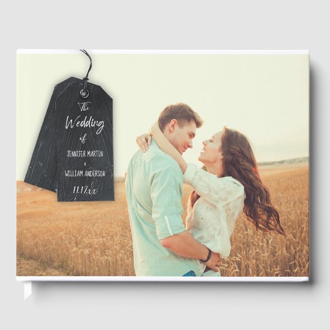 Rustic Scrapbook Custom Photo Wedding Guest Book (Front)