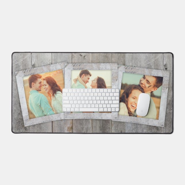 Rustic Scrapbook Photo Collage Desk Mat (Keyboard & Mouse)