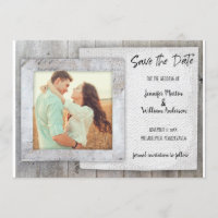 Rustic Scrapbook Photo Wedding Save the Date Card