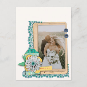 Rustic Scrapbook Wedding Photo Thank You Card