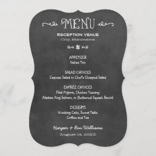 Rustic Script Black Chalkboard Wedding Dinner Menu