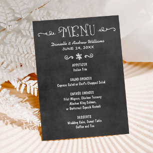 Rustic Script Black Chalkboard Wedding Menu