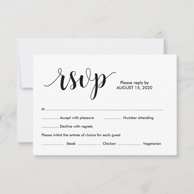 Rustic Script, Black font Colour, Wedding RSVP (Front)