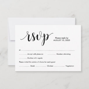 Rustic Script, Black font Colour, Wedding RSVP Card