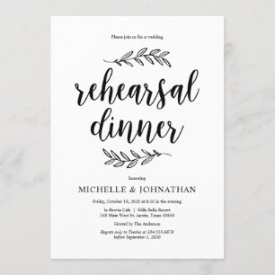 Rustic Script, Black, Wedding Rehearsal Dinner Invitation