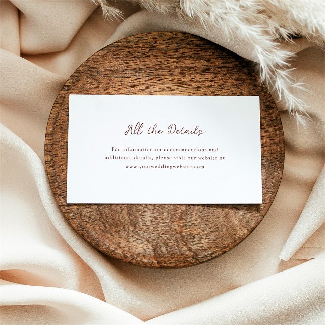 Rustic Script | Brown and White Wedding Details Enclosure Card (Creator Uploaded)