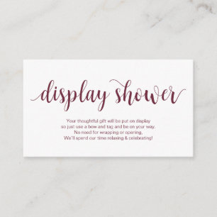 Rustic Script, Burgundy colour, Display Shower Enclosure Card