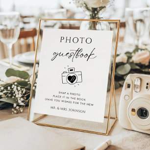 Rustic Script Camera Photo Guestbook Wedding Sign