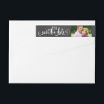 Rustic Script Chalkboard Photo Save the Date Wrap Around Label<br><div class="desc">Custom wedding save the date wrap-around return address labels feature "Save the Date" white script text design with space for a photo and return address. Background has a black chalkboard style textured appearance.</div>