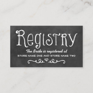 Rustic Script Chalkboard Wedding Black Registry Enclosure Card