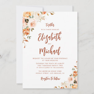 rustic script fall wedding invitation