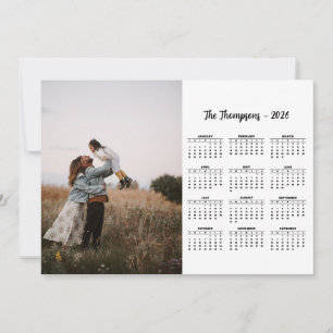 Rustic Script Family Photo 2026 Calendar 12 Month Holiday Card