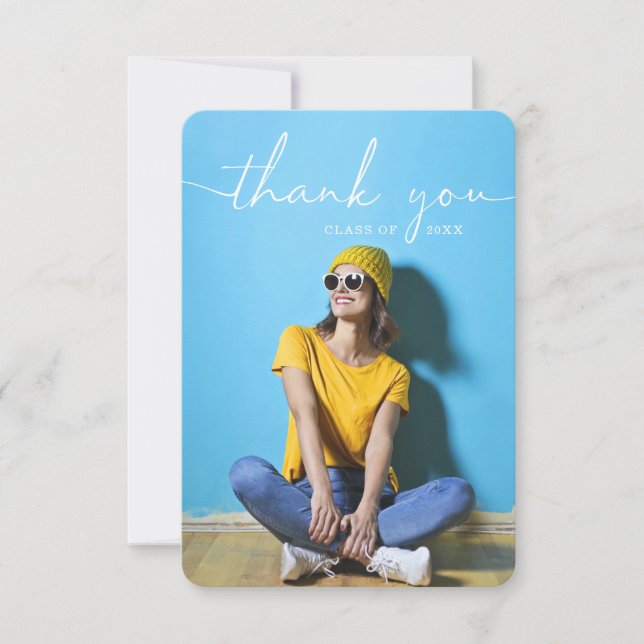 Rustic Script Graduation Thank You Cards (Front)