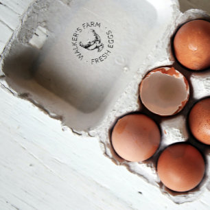 Rustic Script Happy Hen Egg Stamp