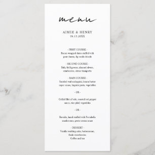 Rustic Script Modern Wedding Menu