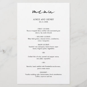Rustic Script Modern Wedding Menu