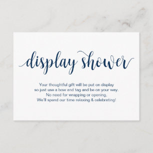 Rustic Script, Navy Blue color, Display Shower Enclosure Card