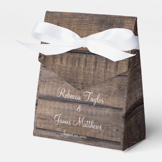 Rustic Script Oak Barn Country Wedding Thank You  Favour Box (Front Side)