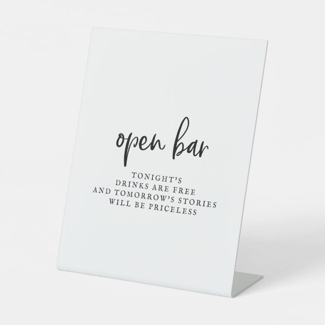 Rustic Script Open Bar Sign (Front)