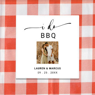 Rustic Script Photo I Do BBQ Engagement Party Napkin