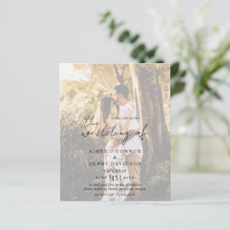 Rustic Script Photo Modern Budget Wedding Invite