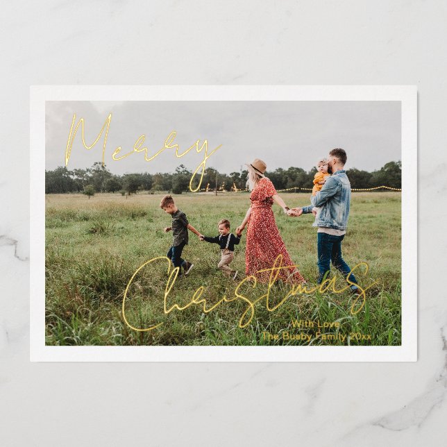 Rustic Script Photo Modern Christmas (Front)
