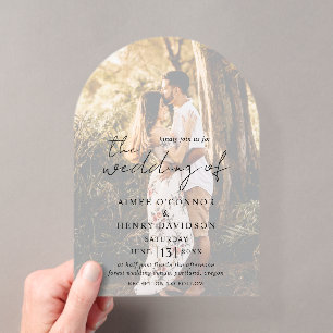 Rustic Script Photo Modern Wedding Acrylic Invitations