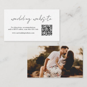 Rustic Script Photo QR code Modern Wedding Enclosure Card