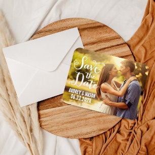 Rustic Script Photo Save Date Magnet