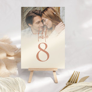 Rustic Script Photo Terracotta Cream Table Number