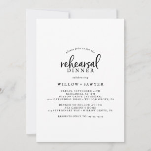 Rustic Script Rehearsal Dinner Invitation