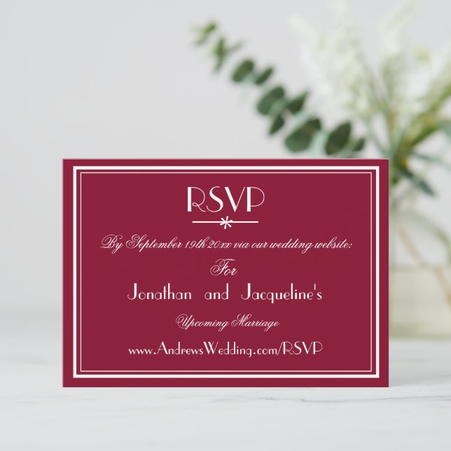 Rustic Script RSVP Website Wedding Enclosure Card (Standing Front)