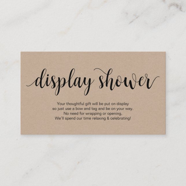 Rustic Script, Rustic Kraft, Display Shower Enclosure Card (Front)