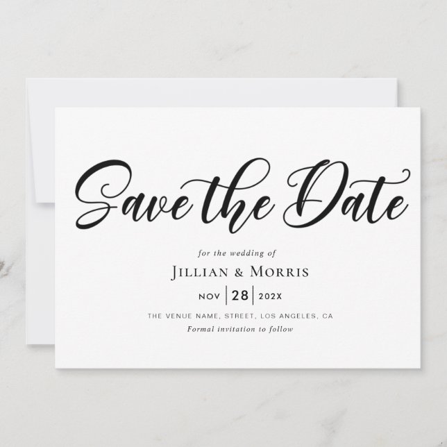 rustic script save the date invitation (Front)