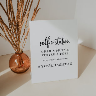 Rustic Script Selfie Station Wedding Hashtag Sign