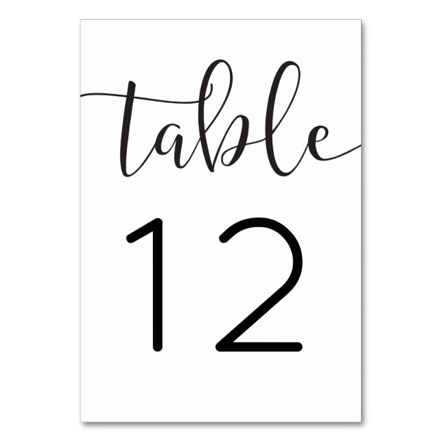 Rustic Script Table Cards Wedding Table Numbers (Front)