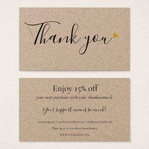 Rustic Script Thank You For Shopping Discount Card