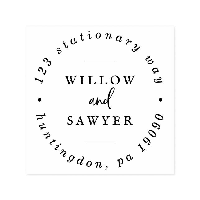 Rustic Script Wedding Circular Address Self-inking Stamp (Design)