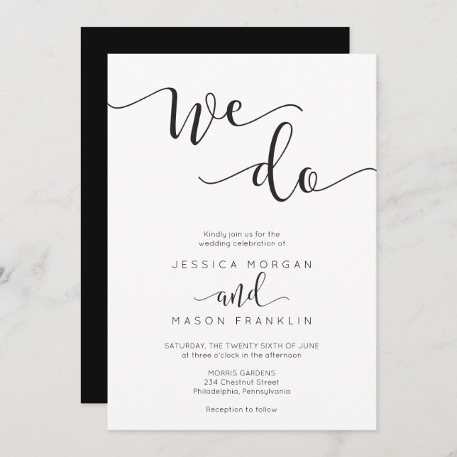 Rustic Script Wedding Invitation (Front/Back)